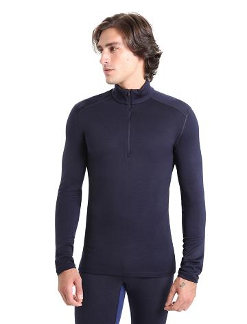 Midnight Navy Men's Icebreaker Merino 260 Tech Long Sleeve Half Zip Thermal Top Base Layers | USA 1385OKIR